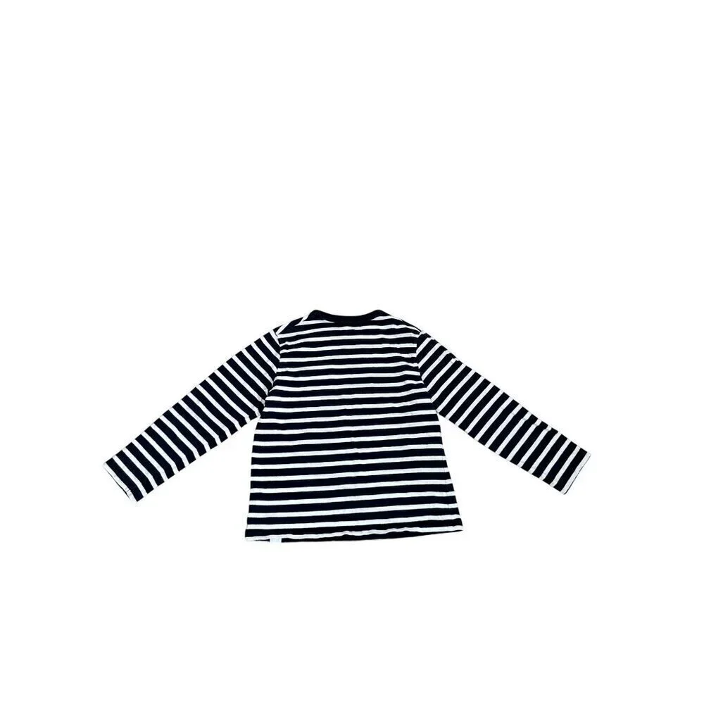 Baby Gap Navy & White Striped Long Sleeve Shirt Toddler 5 Years Cotton Blend Cas